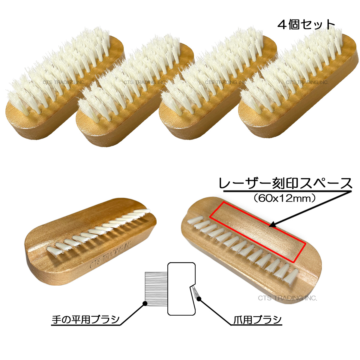 CTS 自動車整備の爪ブラシ４個セット